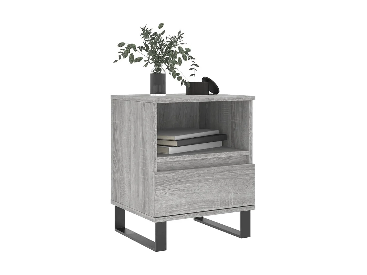 2er-Set Nachttische Nachtschrank Grau Sonoma 40x35x50 cm Holzwerkstoff -RN85176