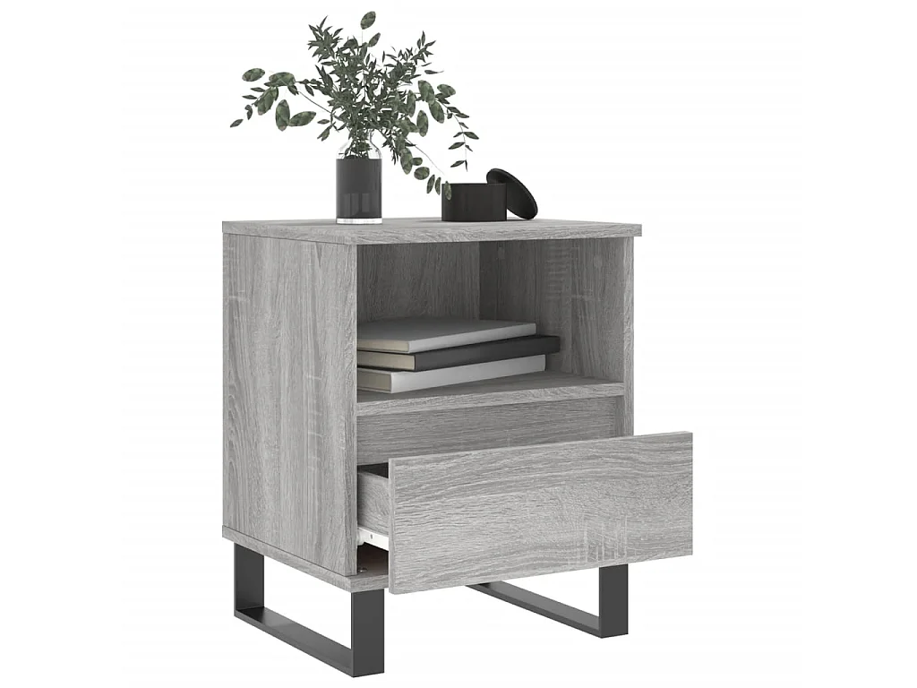 2er-Set Nachttische Nachtschrank Grau Sonoma 40x35x50 cm Holzwerkstoff -RN85176
