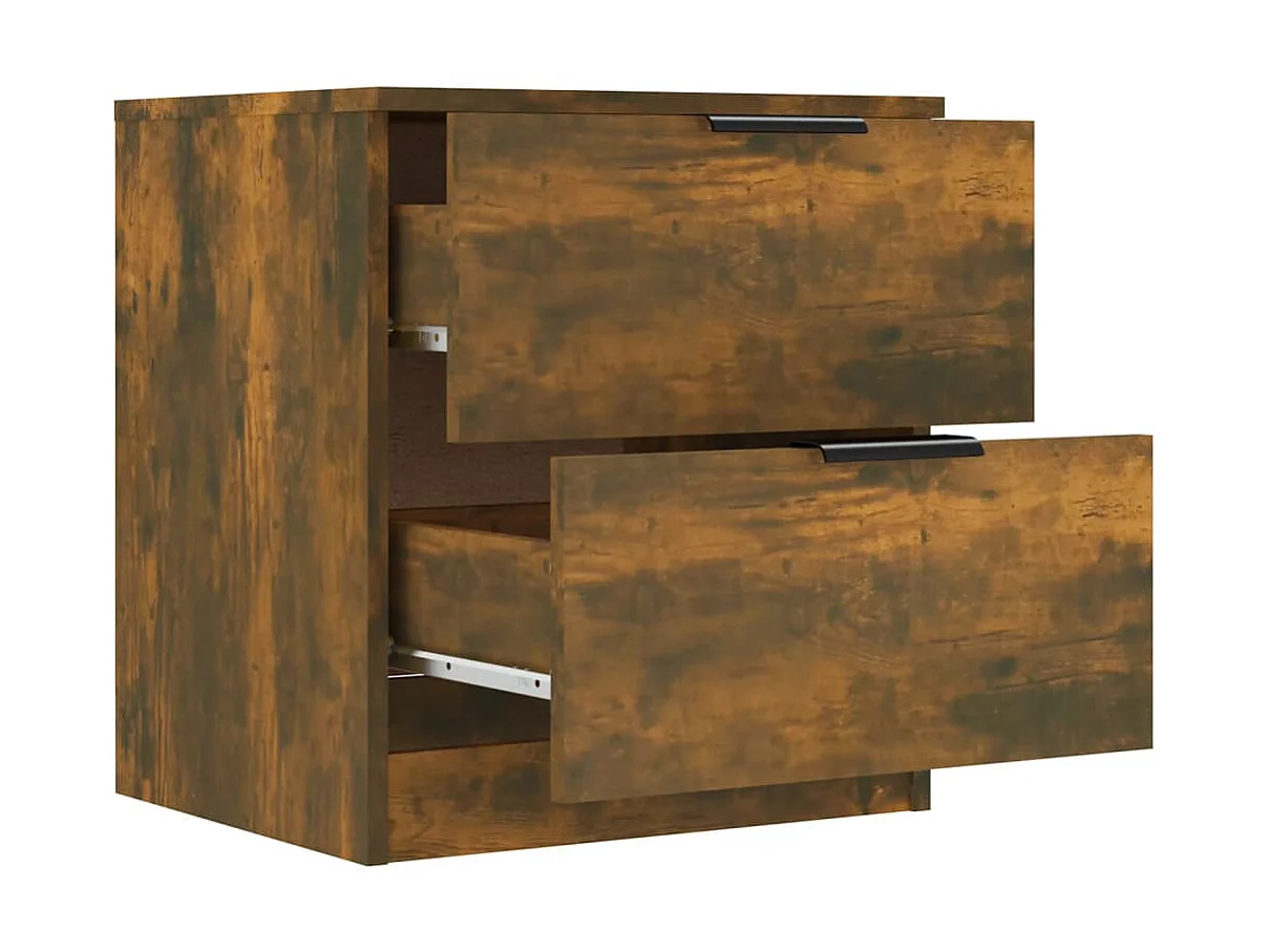 2er-Set Nachttische Nachtschrank Räuchereiche Holzwerkstoff -RN56301