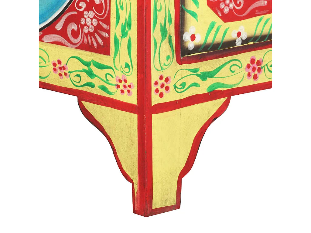 Handbemalter Nachttisch Nachtschrank 40×30×50 cm Mango Massivholz -RN67894