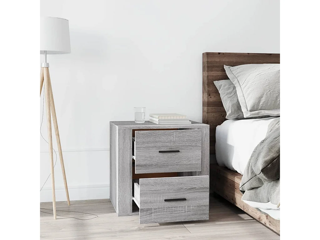 Nachttisch Grau Nachtschrank Sonoma 50x39x47 cm -RN49770