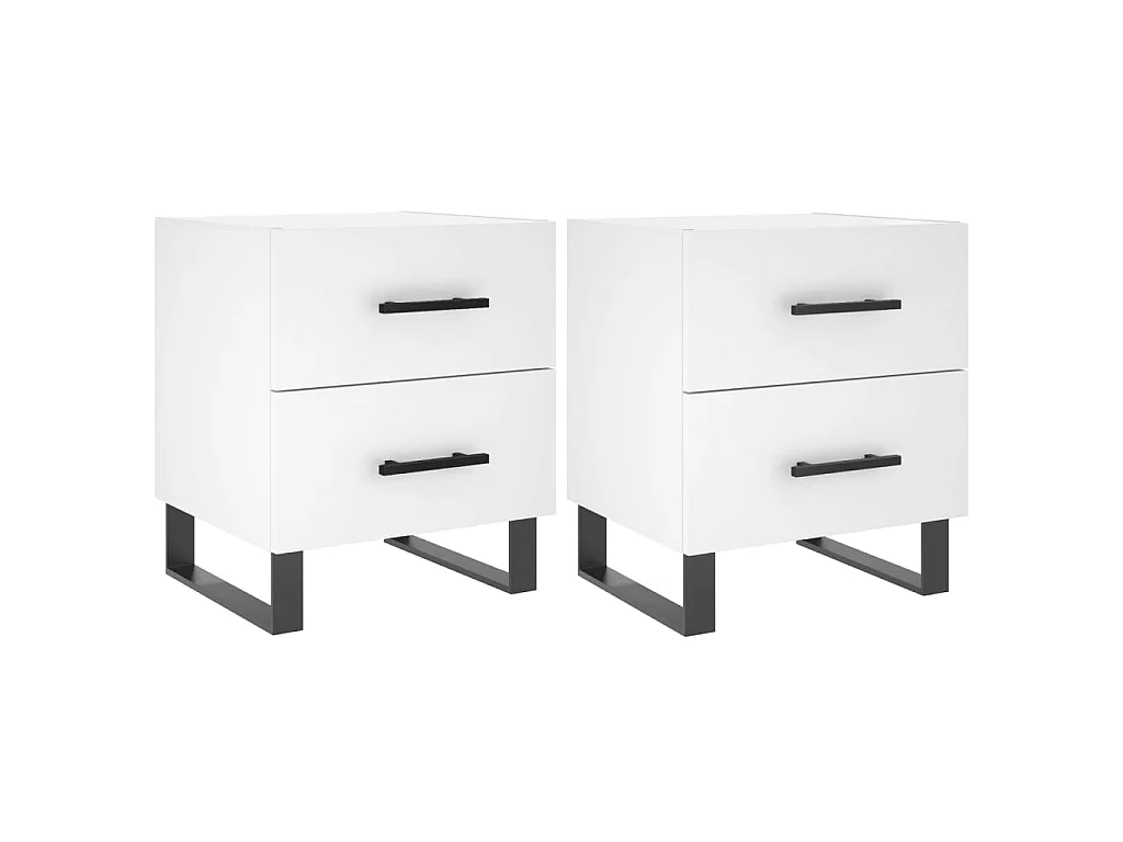 2er-Set Nachttische Nachtschrank Weiß 40x35x47,5 cm Holzwerkstoff -RN72284