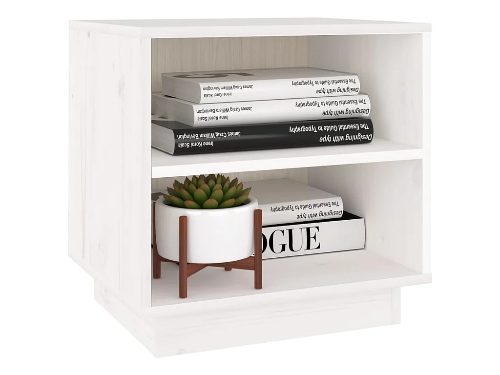 2er-Set Nachttische Nachtschrank Weiß 40x34x40 cm Massivholz Kiefer -RN37286