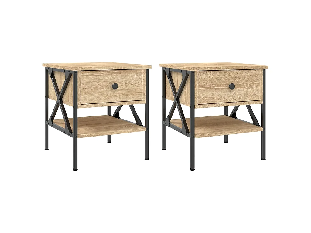 2er-Set Nachttische Nachtschrank Sonoma-Eiche 40x42x45 cm Holzwerkstoff -RN82988
