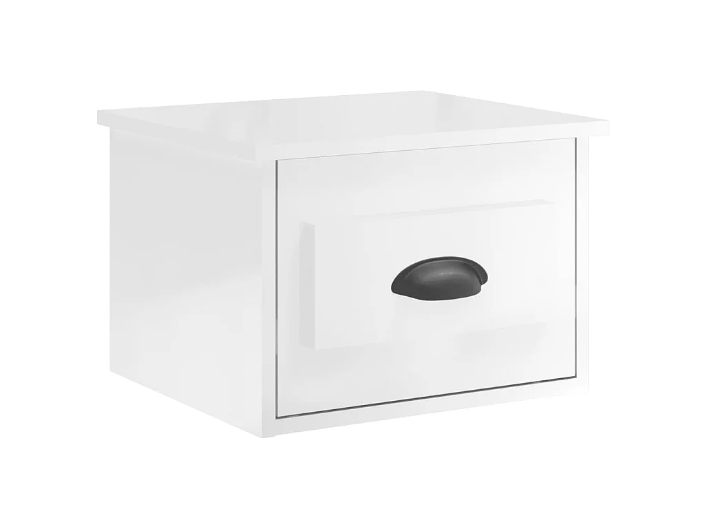 Wand-Nachttisch Nachtschrank Hochglanz-Weiß 41,5x36x28 cm -RN37242