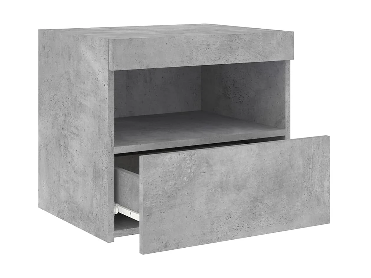 Nachttisch Nachtschrank mit LED-Leuchten Betongrau 50x40x45 cm -RN79497