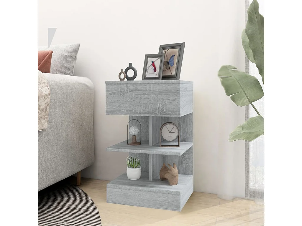 2er-Set Nachttische Nachtschrank Grau Sonoma 40x35x65 cm Holzwerkstoff -RN89152