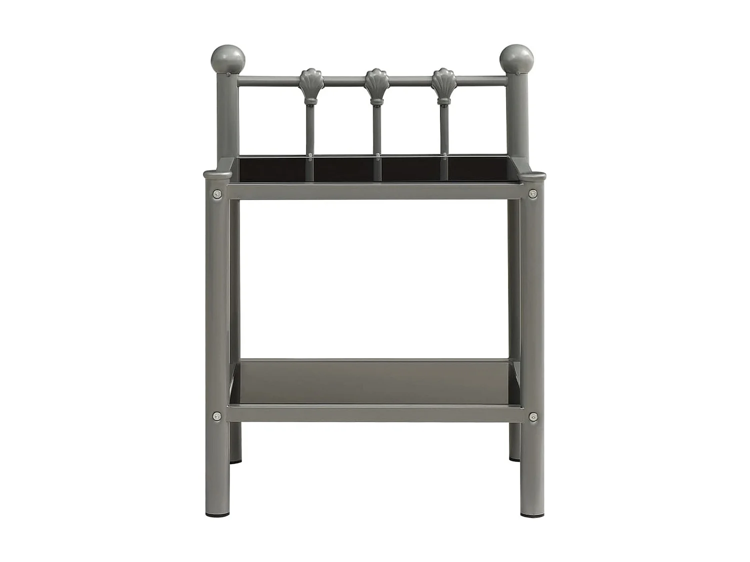 2er-Set Nachttische Nachtschrank Grau und Schwarz Metall und Glas -RN96539