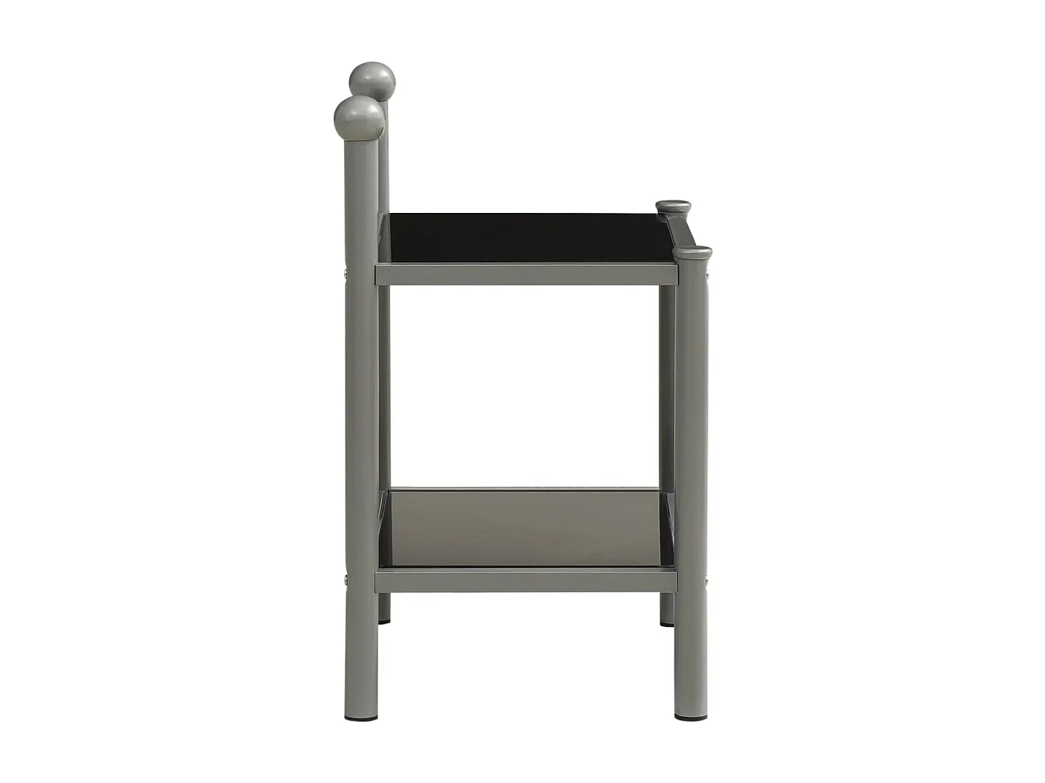 2er-Set Nachttische Nachtschrank Grau und Schwarz Metall und Glas -RN96539