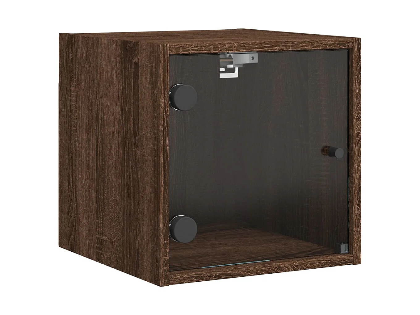 2er-Set Nachttische Nachtschrank mit Glastüren Braun Eichen-Optik 35x37x35 cm -RN97080