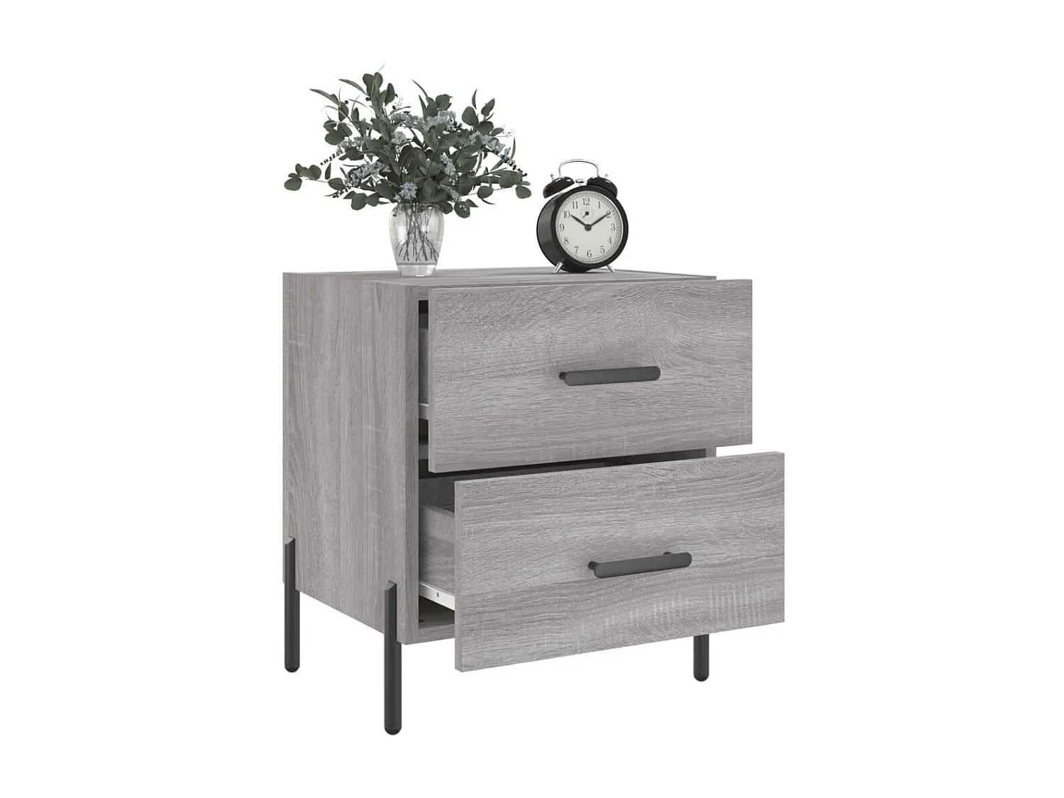 2er-Set Nachttische Nachtschrank Grau Sonoma 40x35x47,5 cm Holzwerkstoff -RN21891