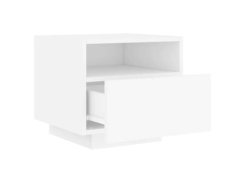 Nachttisch Nachtschrank mit LED-Leuchten Weiß 40x39x37 cm -RN59097