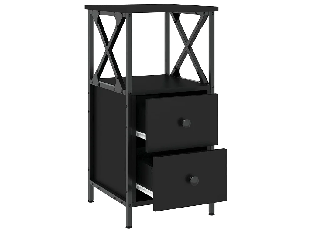 Nachttisch Nachtschrank Schwarz 34x35,5x70 cm Holzwerkstoff -RN46909
