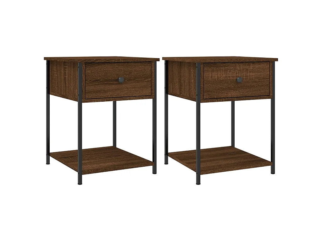 2er-Set Nachttische Nachtschrank Braun Eichen-Optik 44x45x58 cm Holzwerkstoff -RN84066