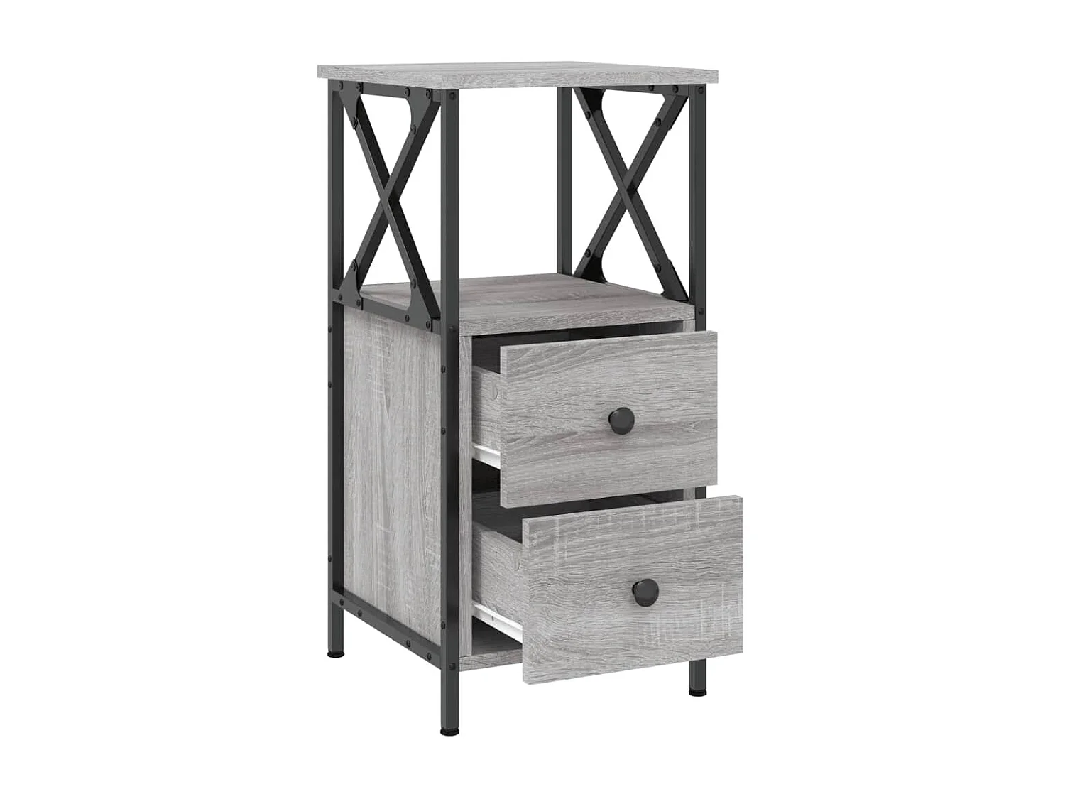 2er-Set Nachttische Nachtschrank Grau Sonoma 34x35,5x70 cm Holzwerkstoff -RN14429