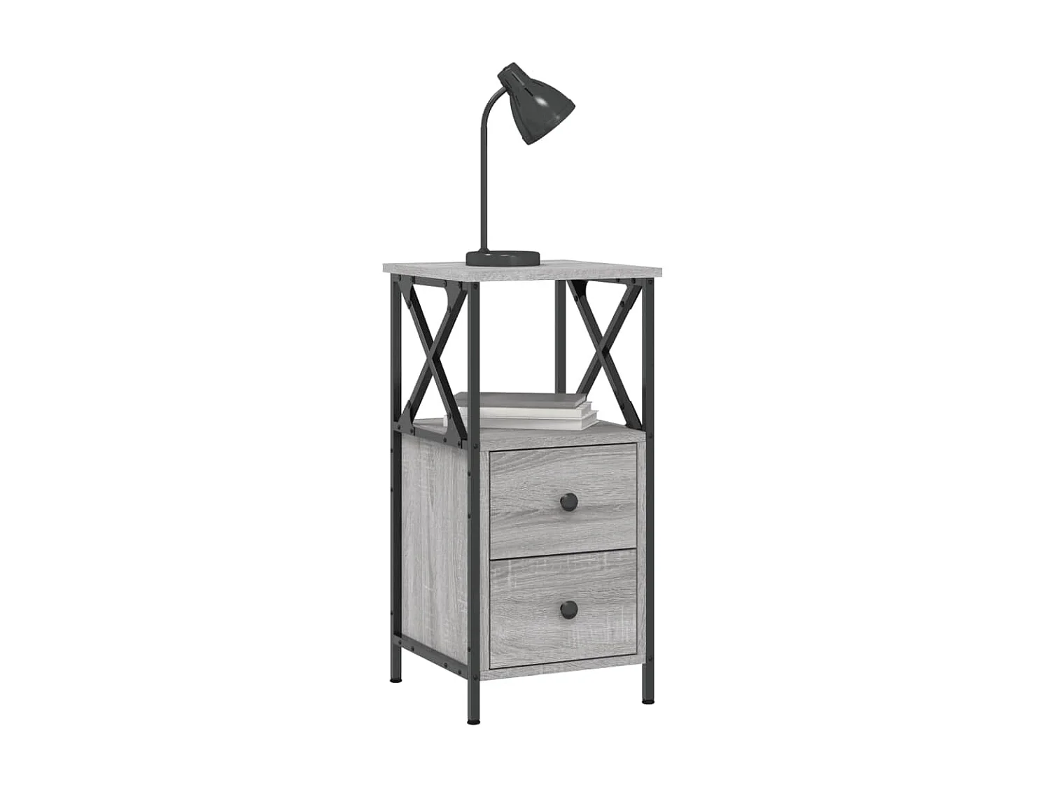 2er-Set Nachttische Nachtschrank Grau Sonoma 34x35,5x70 cm Holzwerkstoff -RN14429