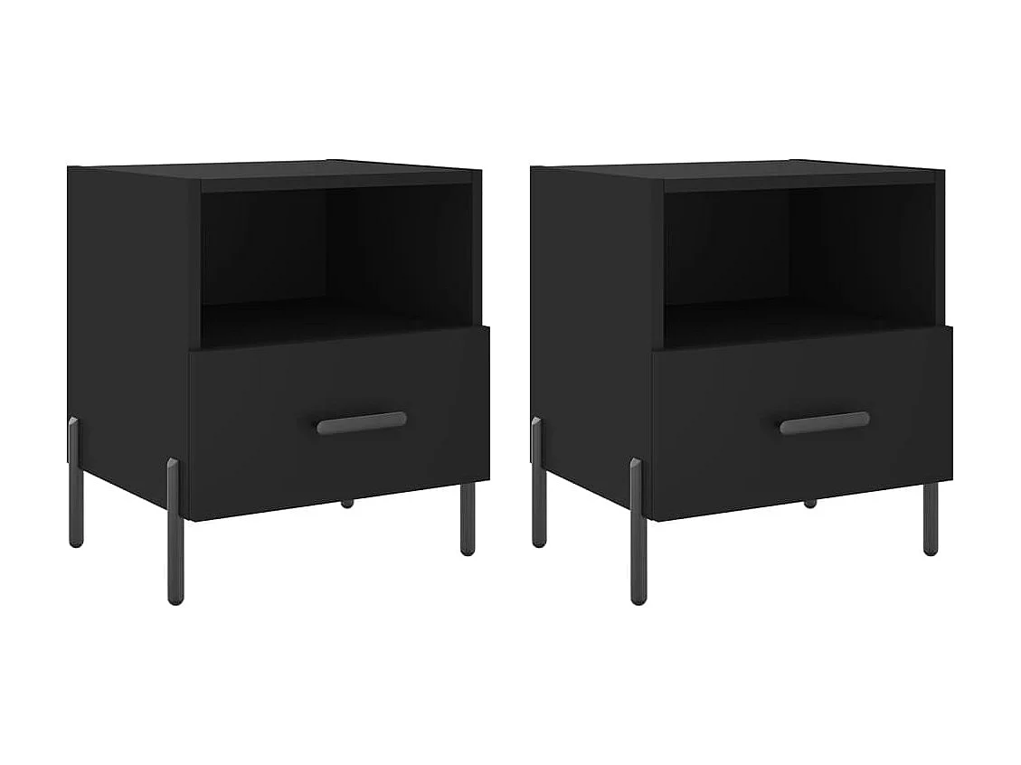 2er-Set Nachttische Nachtschrank Schwarz 40x35x47,5 cm Holzwerkstoff -RN24461