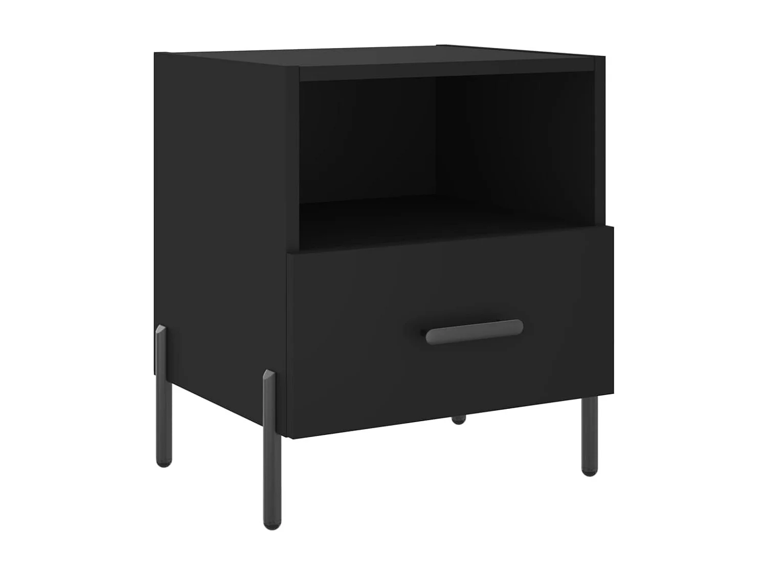 2er-Set Nachttische Nachtschrank Schwarz 40x35x47,5 cm Holzwerkstoff -RN24461