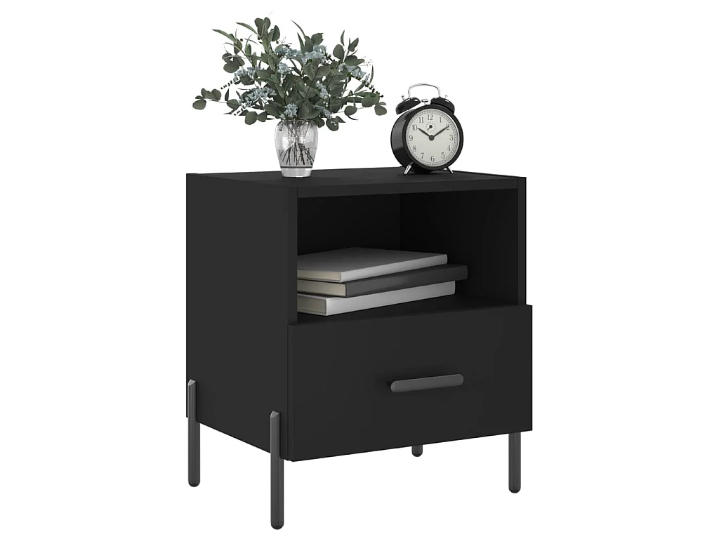 2er-Set Nachttische Nachtschrank Schwarz 40x35x47,5 cm Holzwerkstoff -RN24461