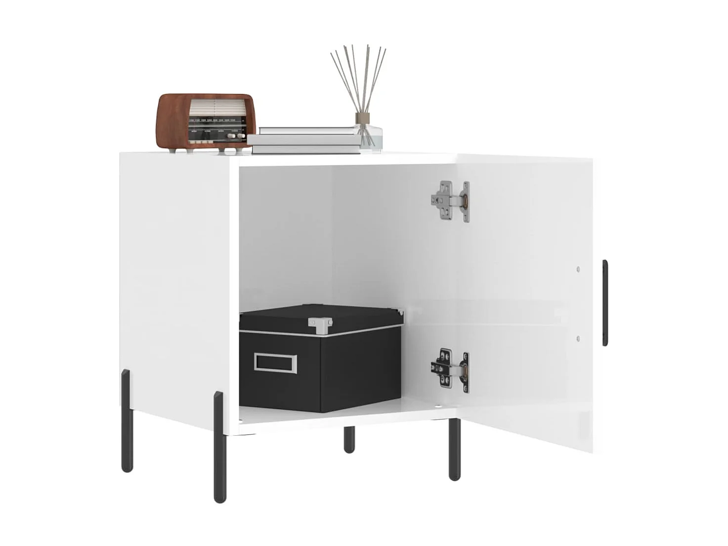 2er-Set Nachttische Nachtschrank Hochglanz-Weiß 40x40x50 cm Holzwerkstoff -RN20389