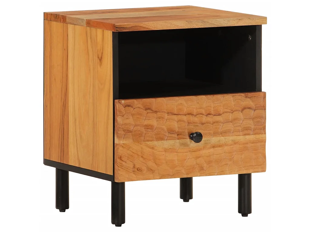 Nachttisch Nachtschrank 40x33x46 cm Massivholz Akazie -RN68888
