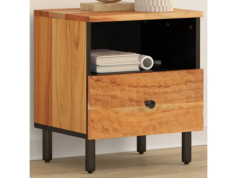 Nachttisch Nachtschrank 40x33x46 cm Massivholz Akazie -RN68888