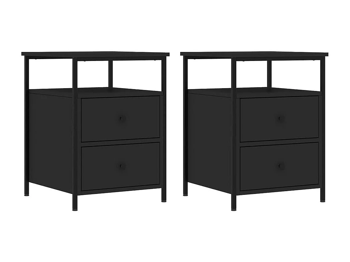 2er-Set Nachttische Nachtschrank Schwarz 44x45x60 cm Holzwerkstoff -RN64581