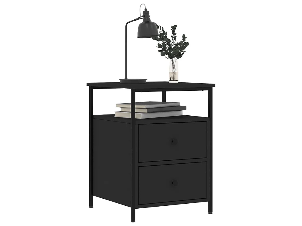 2er-Set Nachttische Nachtschrank Schwarz 44x45x60 cm Holzwerkstoff -RN64581