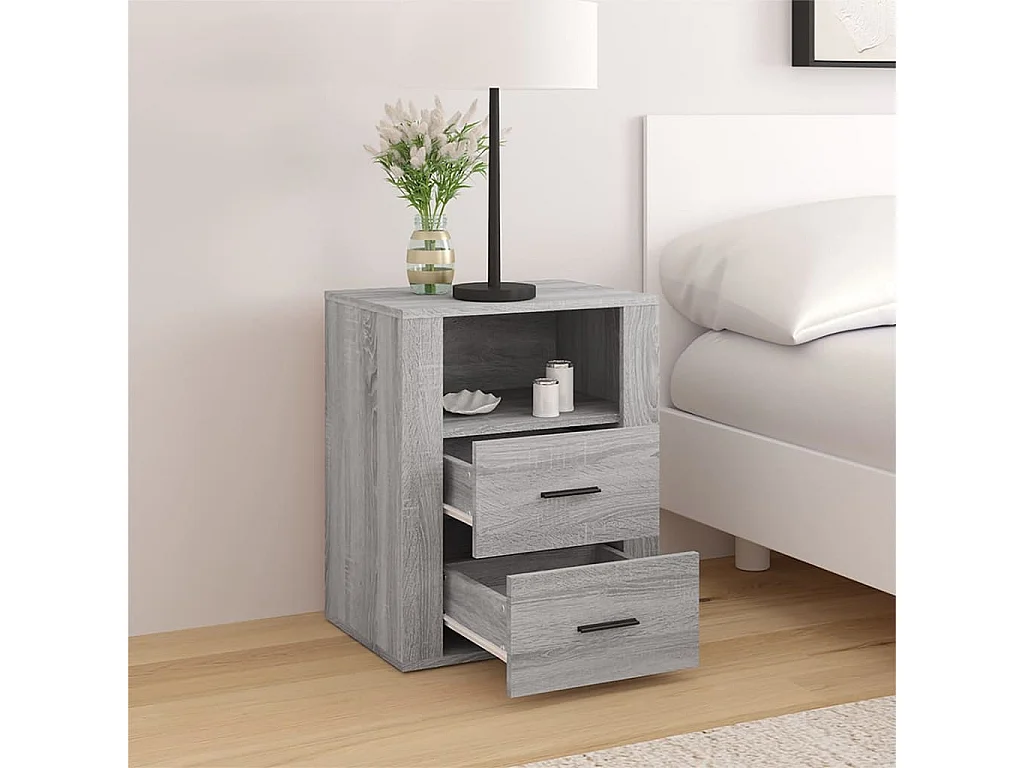 Nachttisch Grau Nachtschrank Sonoma 50x36x60 cm Holzwerkstoff -RN94350