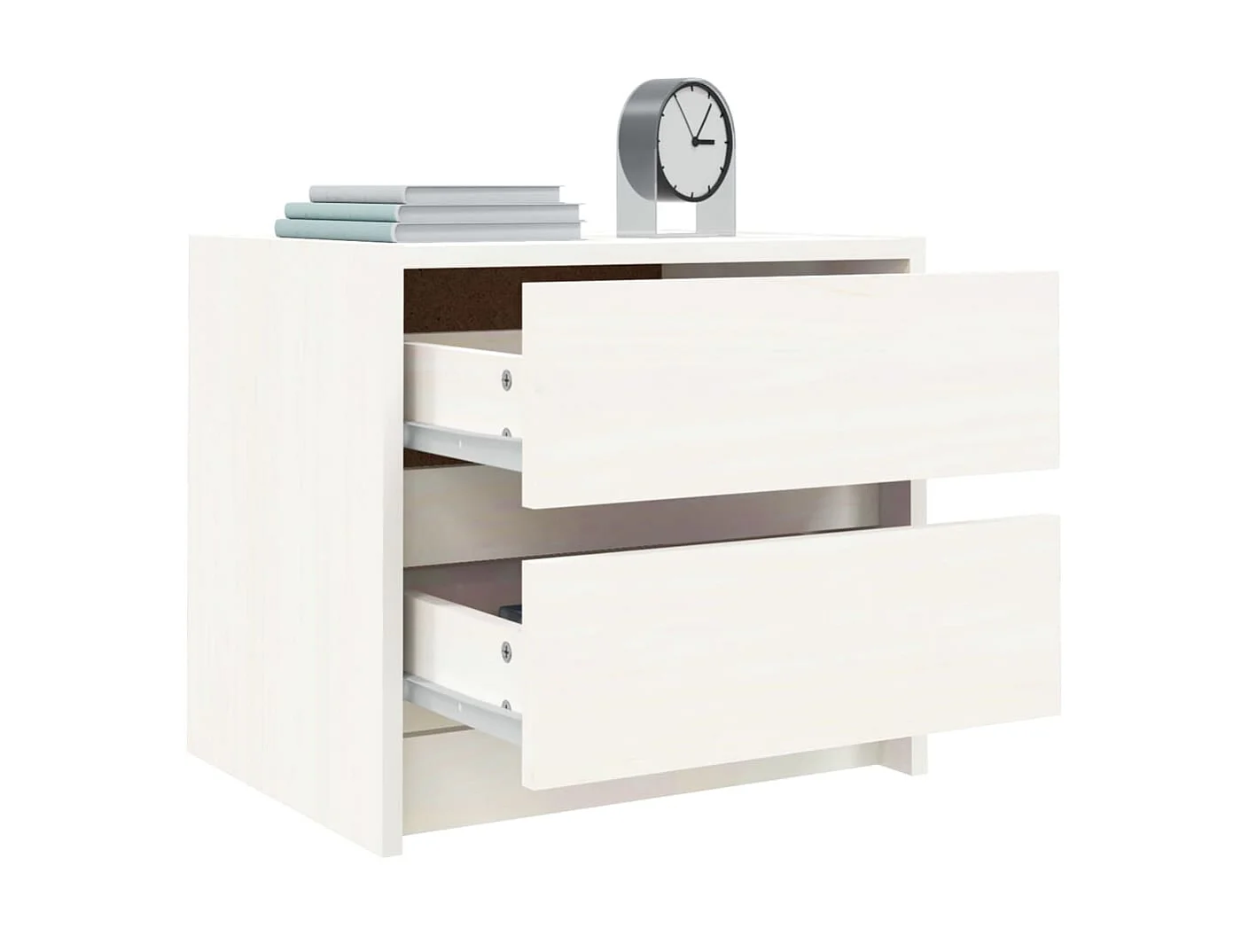 2er-Set Nachttische Nachtschrank Weiß 40x31x35,5 cm Massivholz Kiefer -RN40694