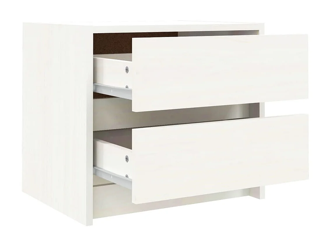 2er-Set Nachttische Nachtschrank Weiß 40x31x35,5 cm Massivholz Kiefer -RN40694