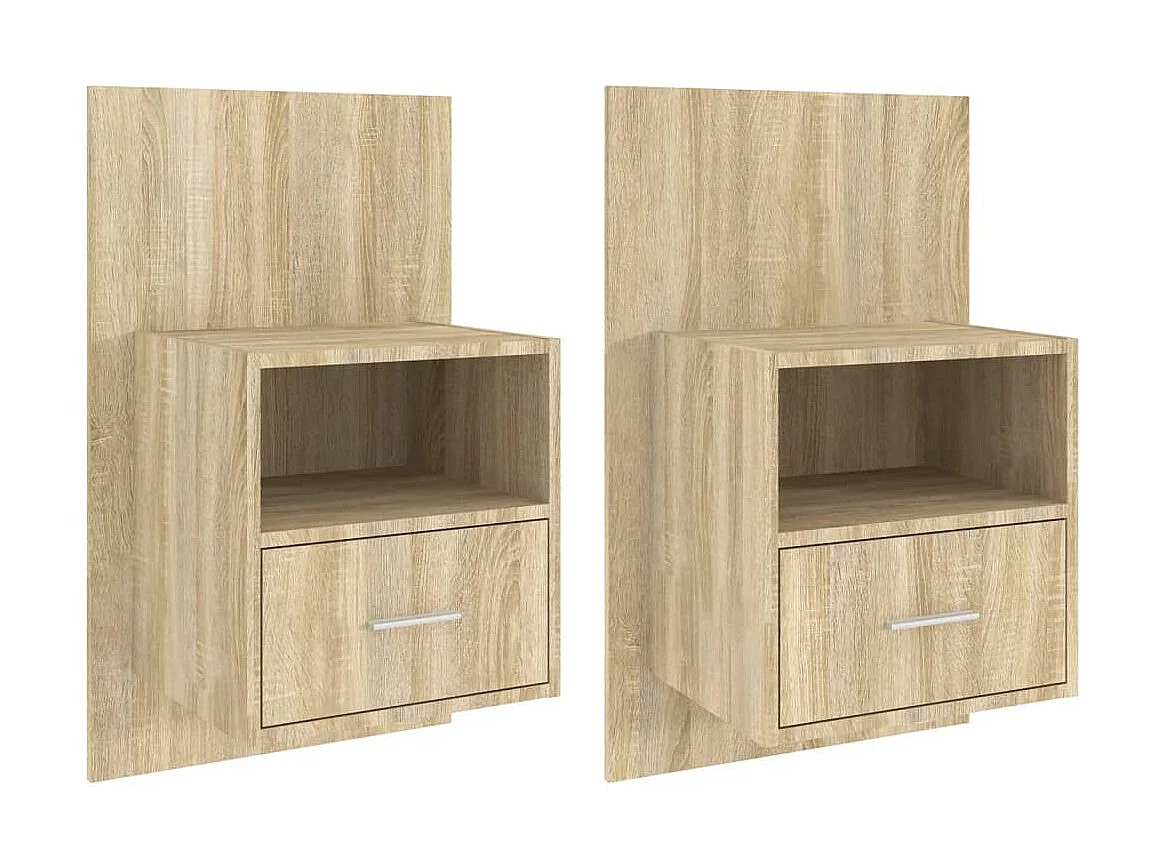 2er-Set Wand-Nachttische Nachtschrank Sonoma-Eiche -RN27801