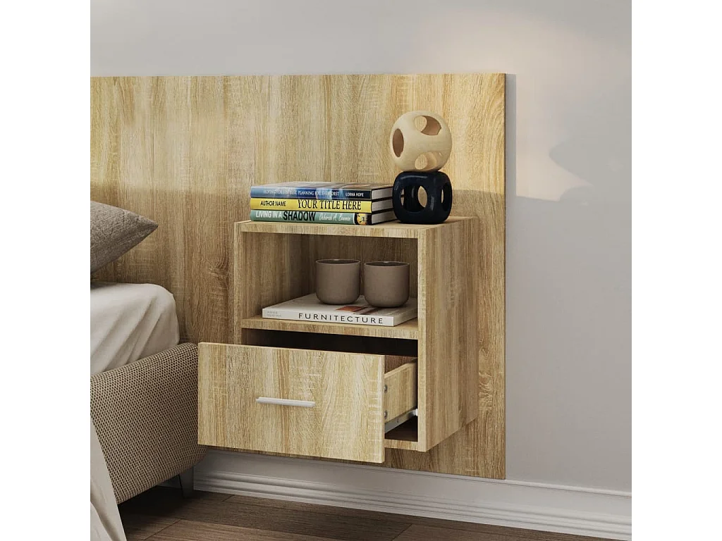 2er-Set Wand-Nachttische Nachtschrank Sonoma-Eiche -RN27801