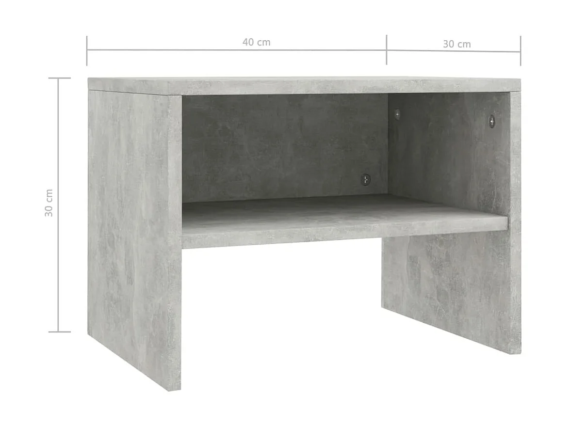 Nachttisch Betongrau Nachtschrank 40x30x30 cm Holzwerkstoff -RN19852
