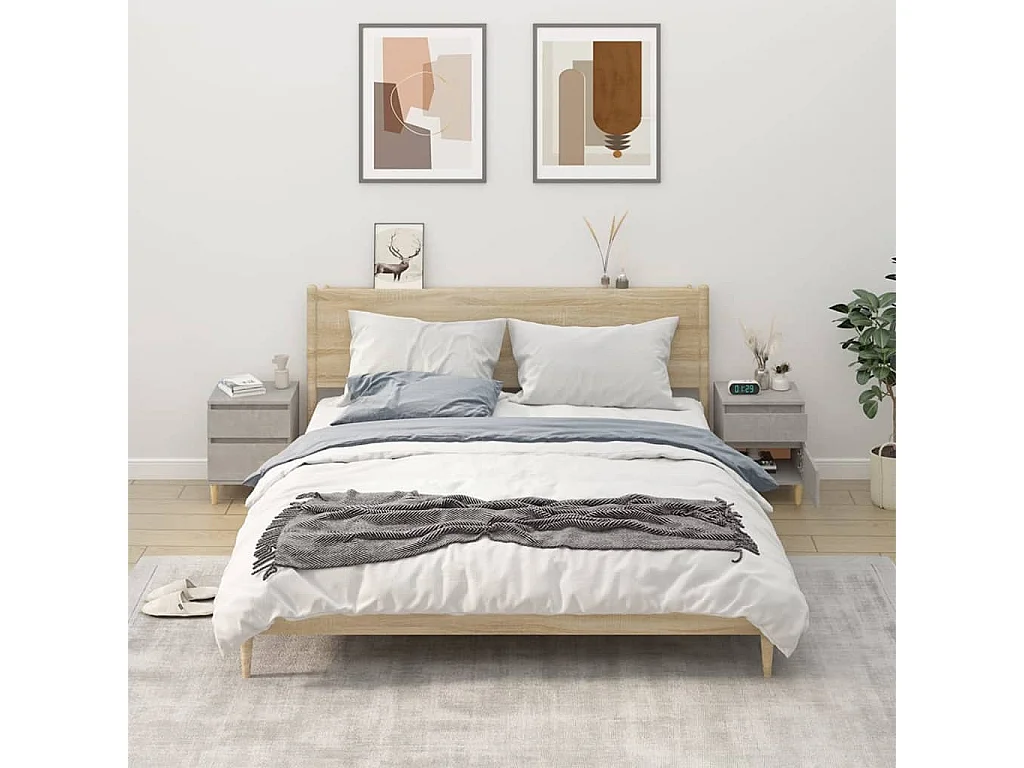 2er-Set Nachttische Nachtschrank Betongrau 40x35x50 cm -RN99375