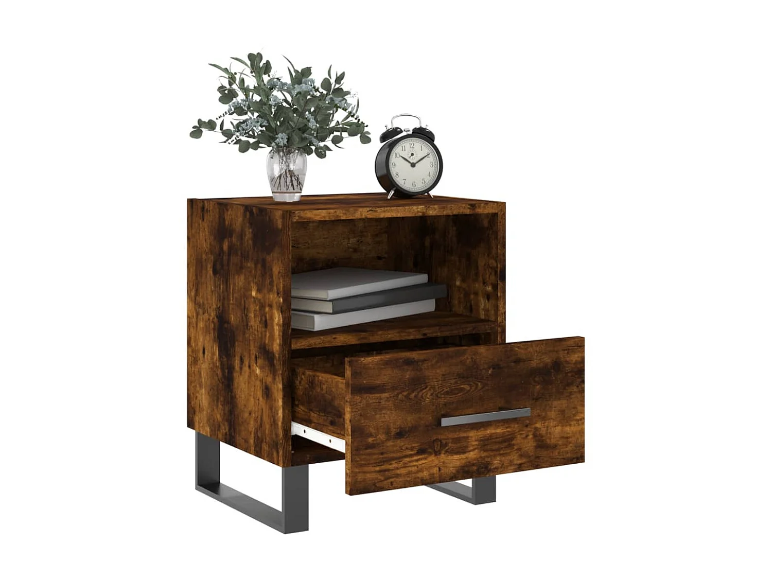 Nachttisch Nachtschrank Räuchereiche 40x35x47,5 cm Holzwerkstoff -RN33885