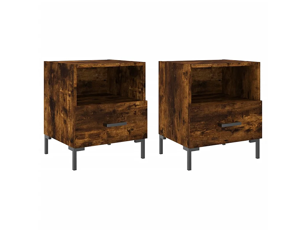 2er-Set Nachttische Nachtschrank Räuchereiche 40x35x47,5 cm Holzwerkstoff -RN26062