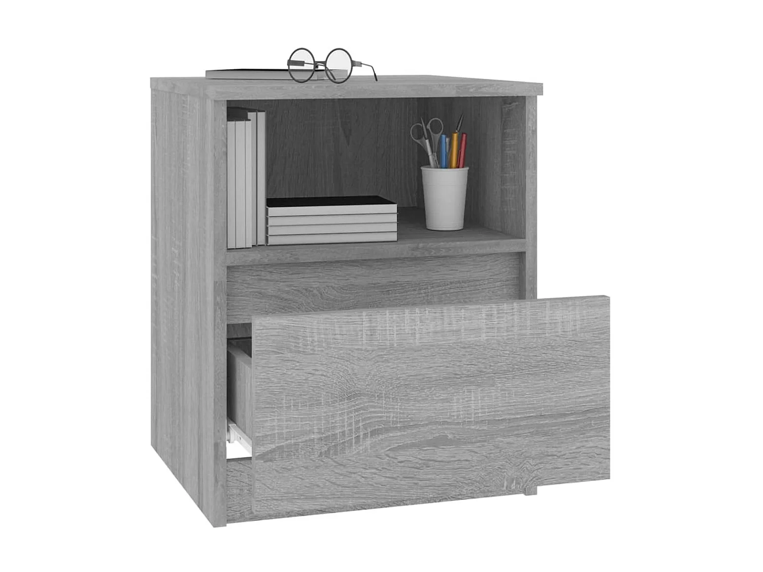 Nachttisch Grau Nachtschrank Sonoma 40x40x50 cm Holzwerkstoff -RN68911