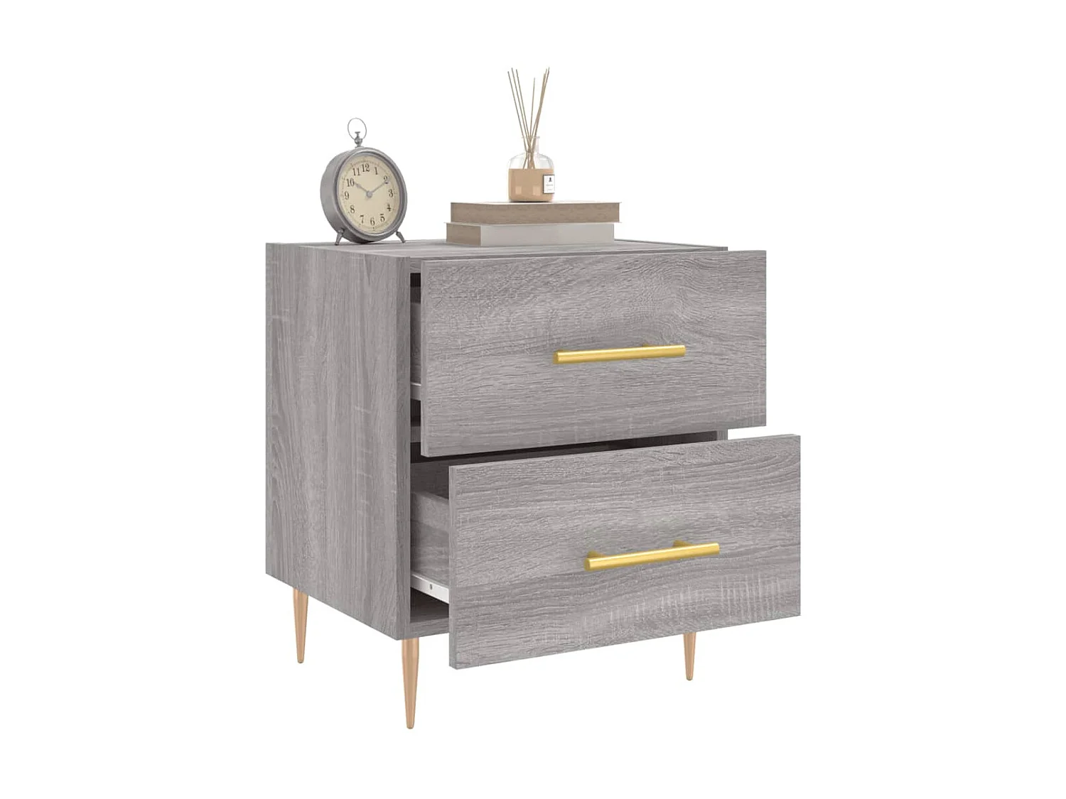 2er-Set Nachttische Nachtschrank Grau Sonoma 40x35x47,5 cm Holzwerkstoff -RN90890