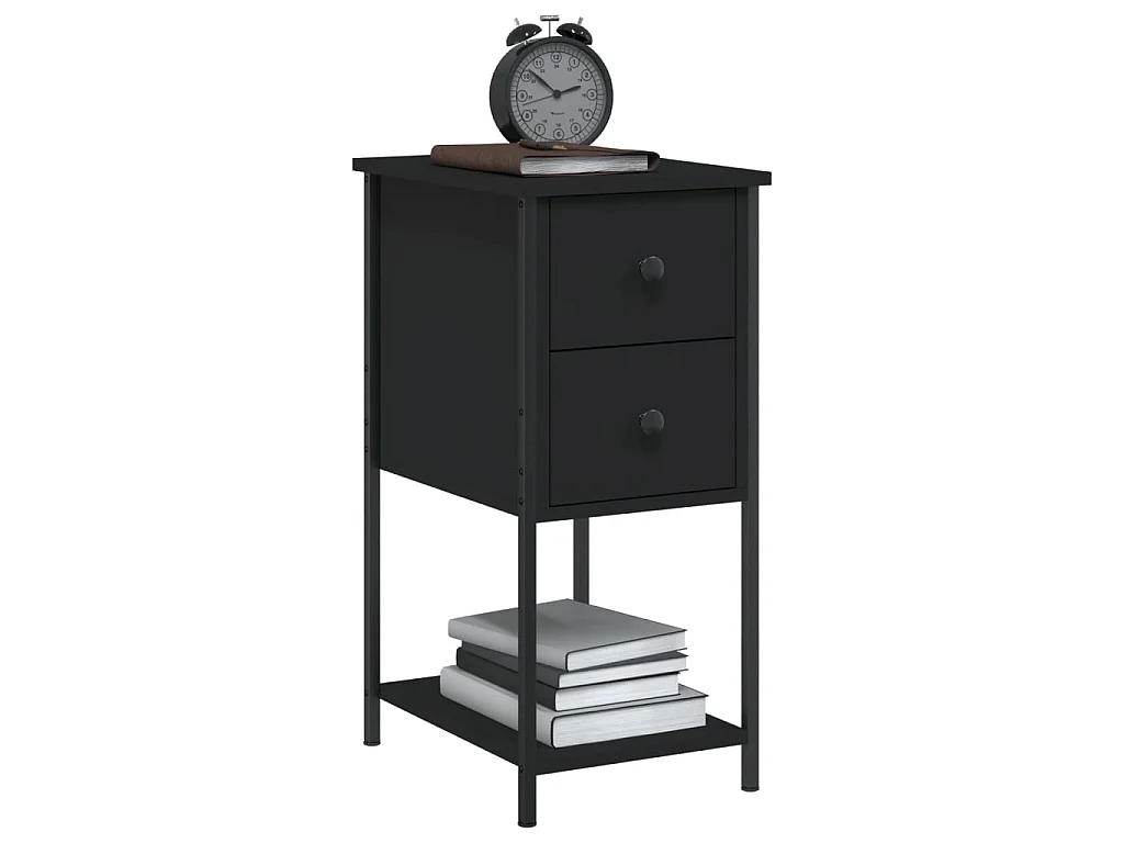 2er-Set Nachttische Nachtschrank Schwarz 32x42x70 cm Holzwerkstoff -RN22280