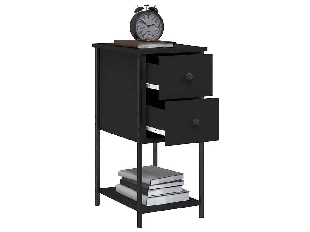 2er-Set Nachttische Nachtschrank Schwarz 32x42x70 cm Holzwerkstoff -RN22280