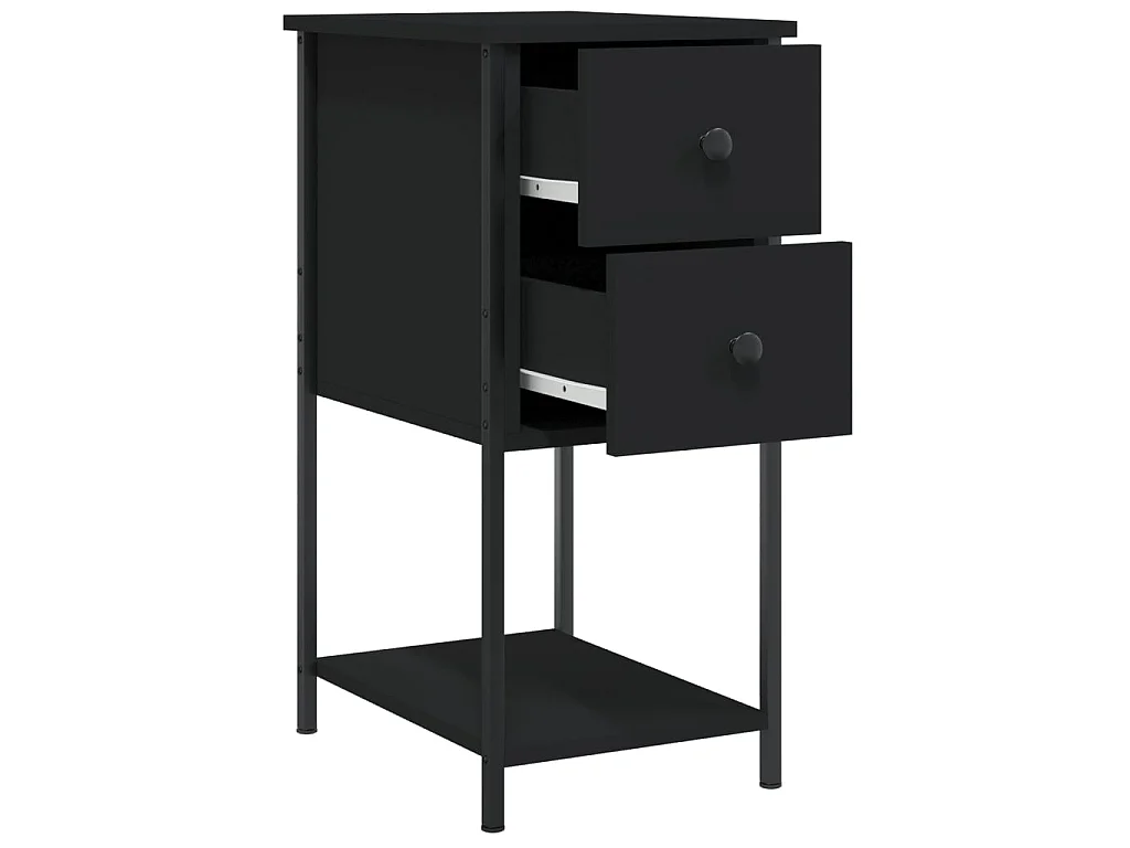2er-Set Nachttische Nachtschrank Schwarz 32x42x70 cm Holzwerkstoff -RN22280