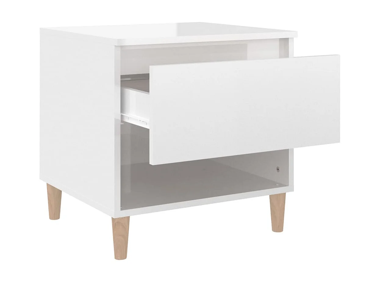Nachttisch Nachtschrank Hochglanz-Weiß 50x46x50 cm Holzwerkstoff -RN34272