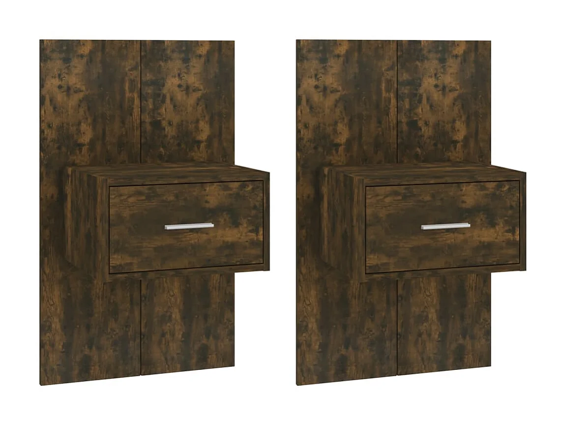 2er-Set Wand-Nachttische Nachtschrank Räuchereiche -RN73783