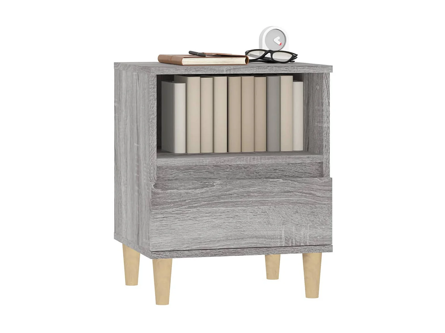 Nachttisch Grau Nachtschrank Sonoma 40x35x50 cm -RN68376