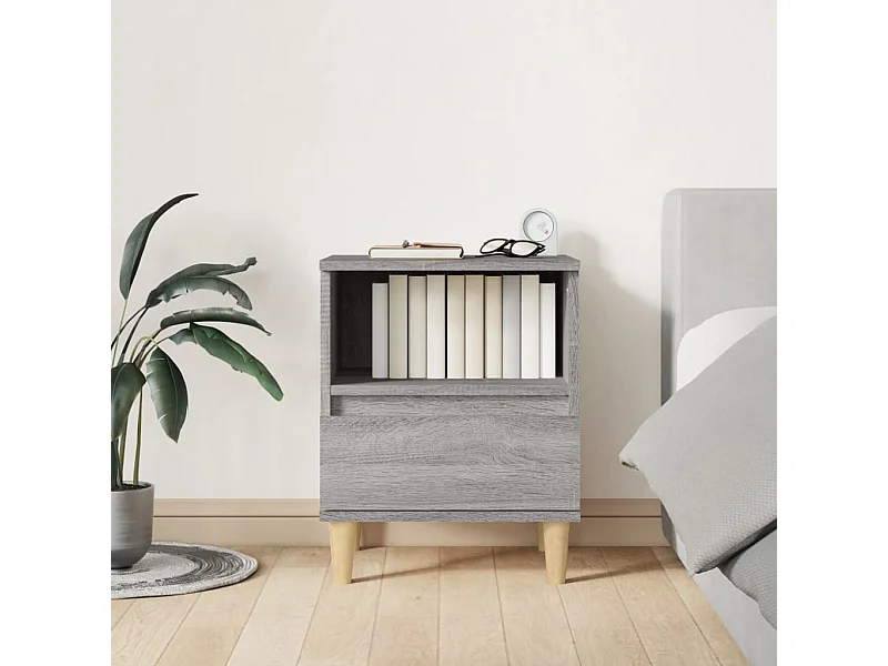 Nachttisch Grau Nachtschrank Sonoma 40x35x50 cm -RN68376