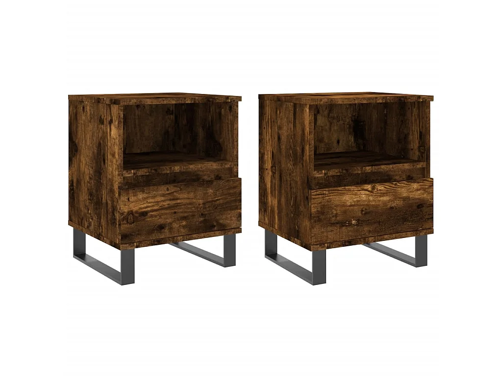2er-Set Nachttische Nachtschrank Räuchereiche 40x35x50 cm Holzwerkstoff -RN35943