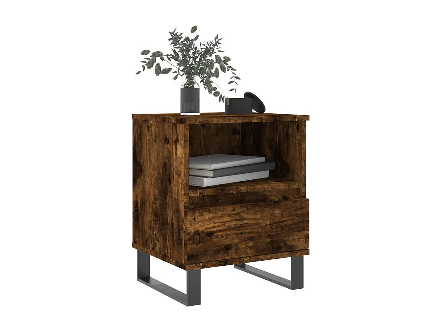 2er-Set Nachttische Nachtschrank Räuchereiche 40x35x50 cm Holzwerkstoff -RN35943