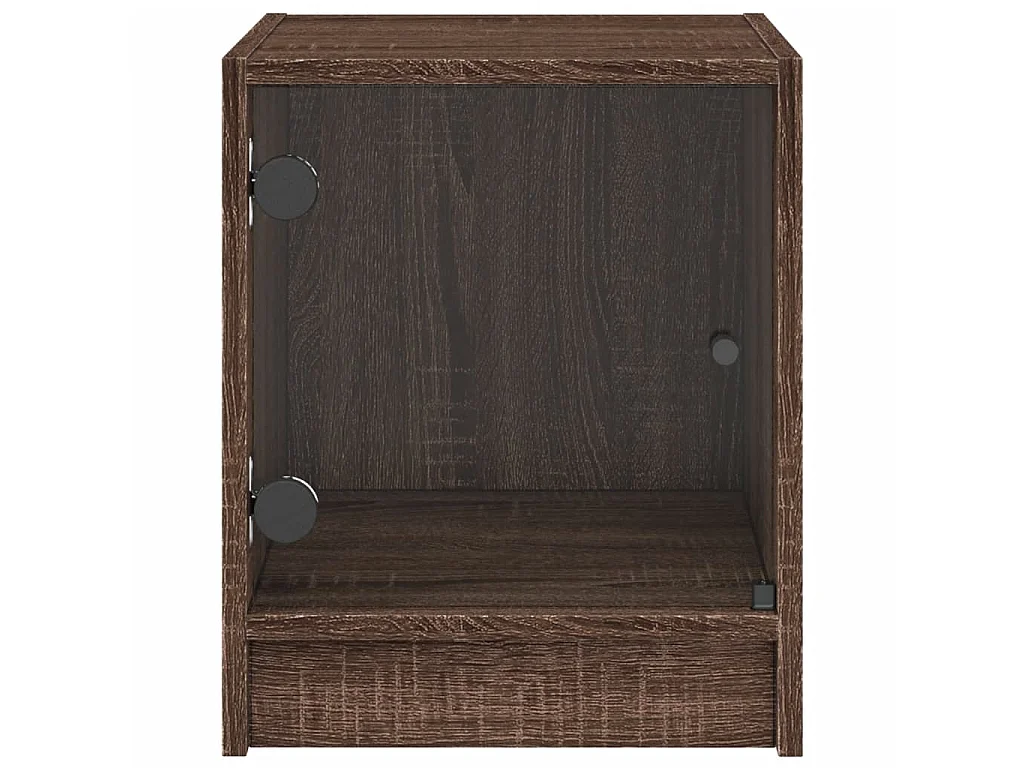 Nachttisch Nachtschrank mit Glastür Braun Eichen-Optik 35x37x42 cm -RN11962