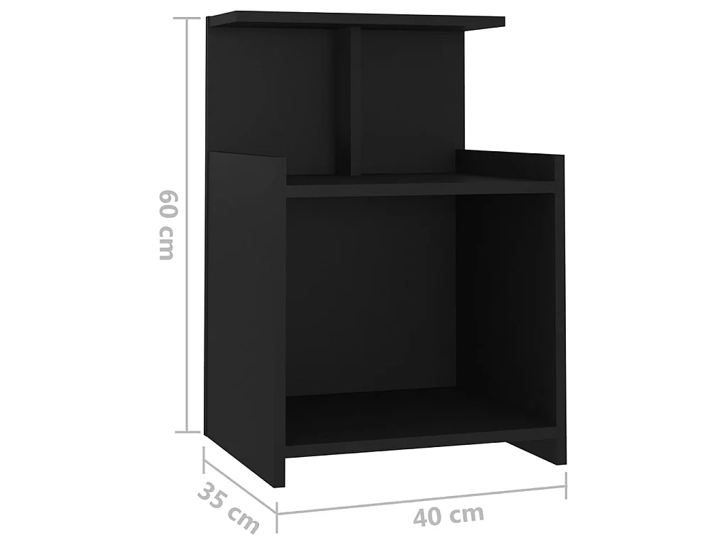 2er-Set Nachttische Nachtschrank Schwarz 40x35x60 cm Holzwerkstoff -RN62363